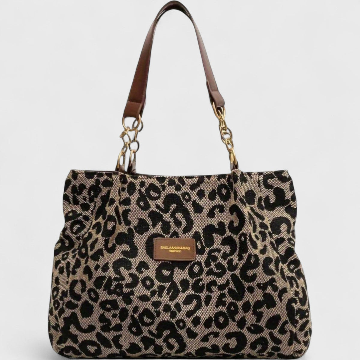 SAC SHOPPING EN TOILE MOTIF LÉOPARD