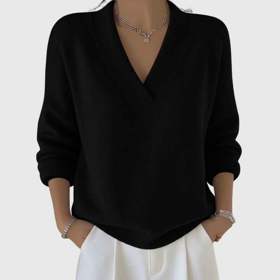 Laurence | Pull Col V Élégant