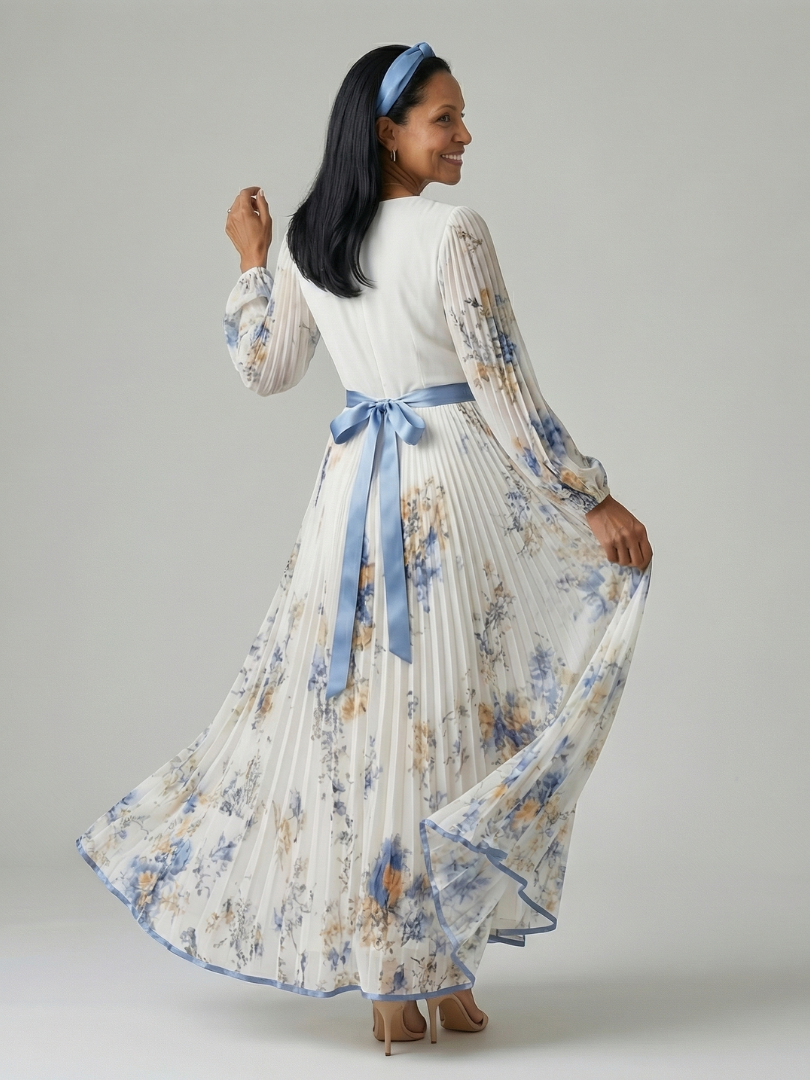 DELACROIX | Robe Midi Plissée à Enveloppe Rielle