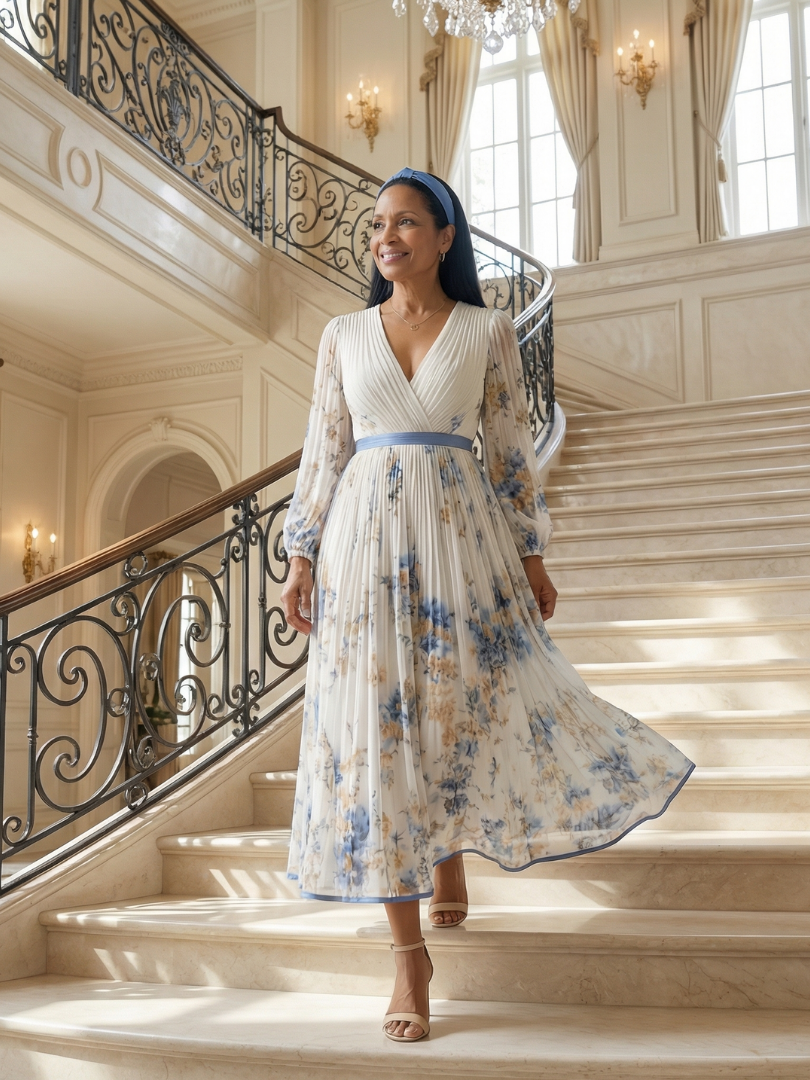 DELACROIX | Robe Midi Plissée à Enveloppe Rielle