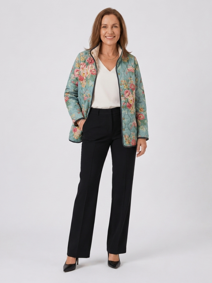 Maison Bellier | Veste Matelassée Roses Céladon Mathilde