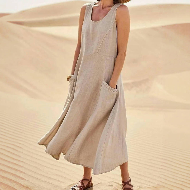 Robe Vintage De Couleur Unie