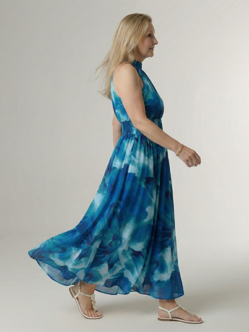 DELACROIX | Robe Midi à Encolure Halter Froncée Sylin
