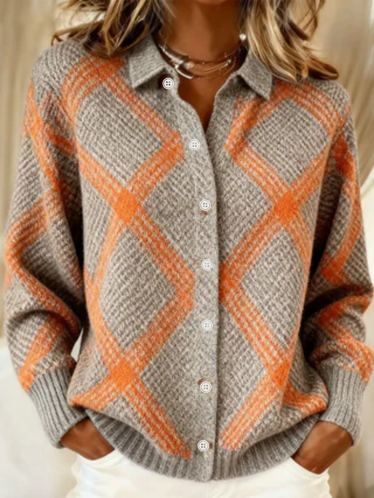 Maison Bellier  | Cardigan Maille Losanges Ambrés Florence