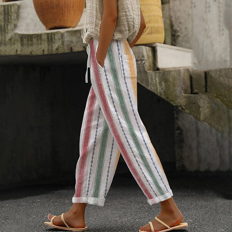 Léonie | Pantalon Rayé Coloré Estival