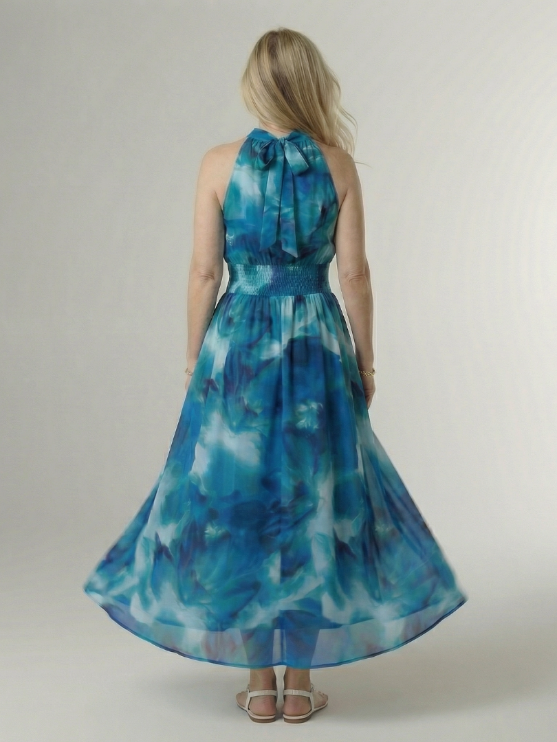 DELACROIX | Robe Midi à Encolure Halter Froncée Sylin