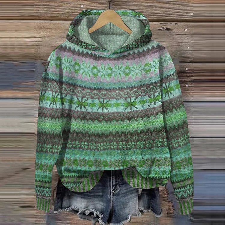 Solène | Pull Capuche Motif Ethnique