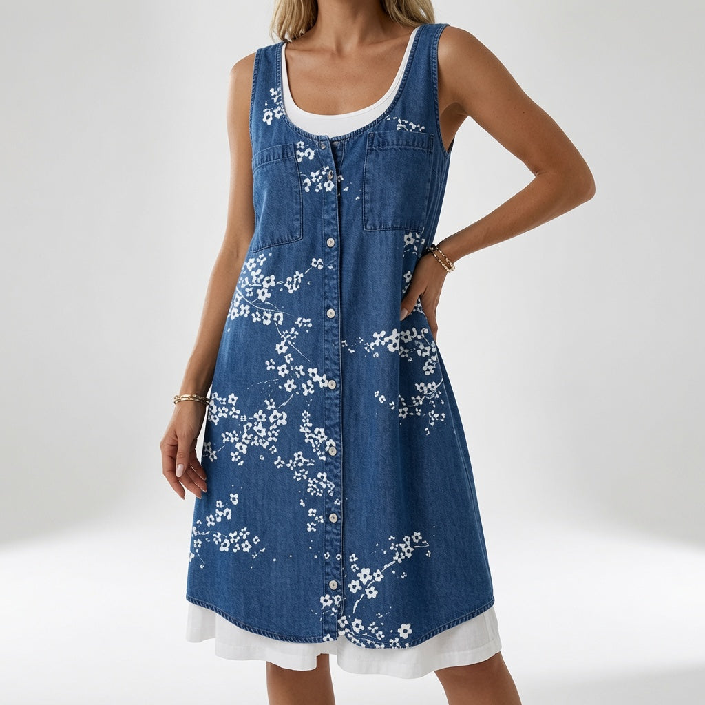 Marélia™ — Robe denim fluide charme quotidien