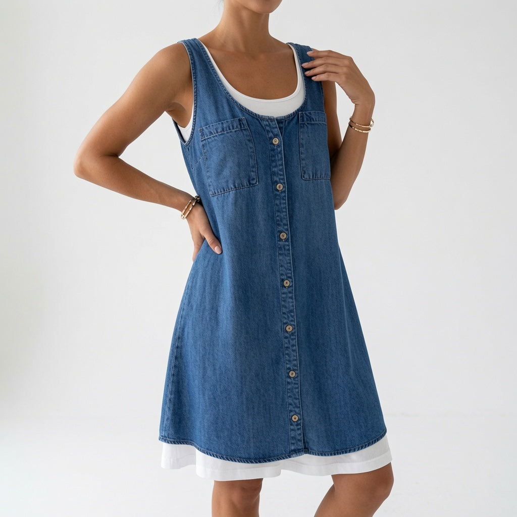 Marélia™ — Robe denim fluide charme quotidien