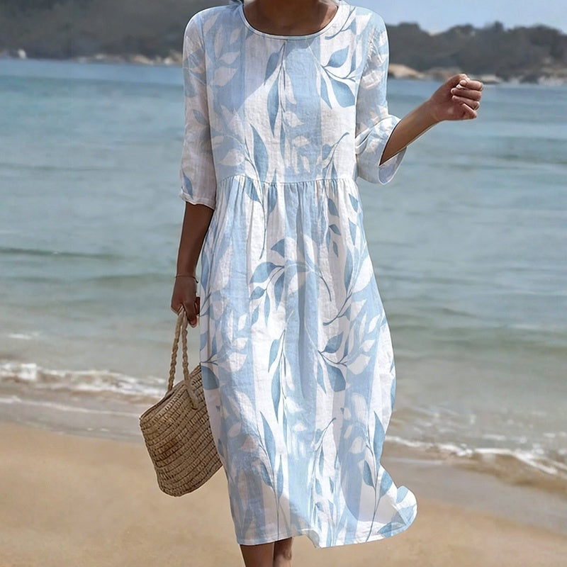 Robe Décontractée À Imprimé Feuilles