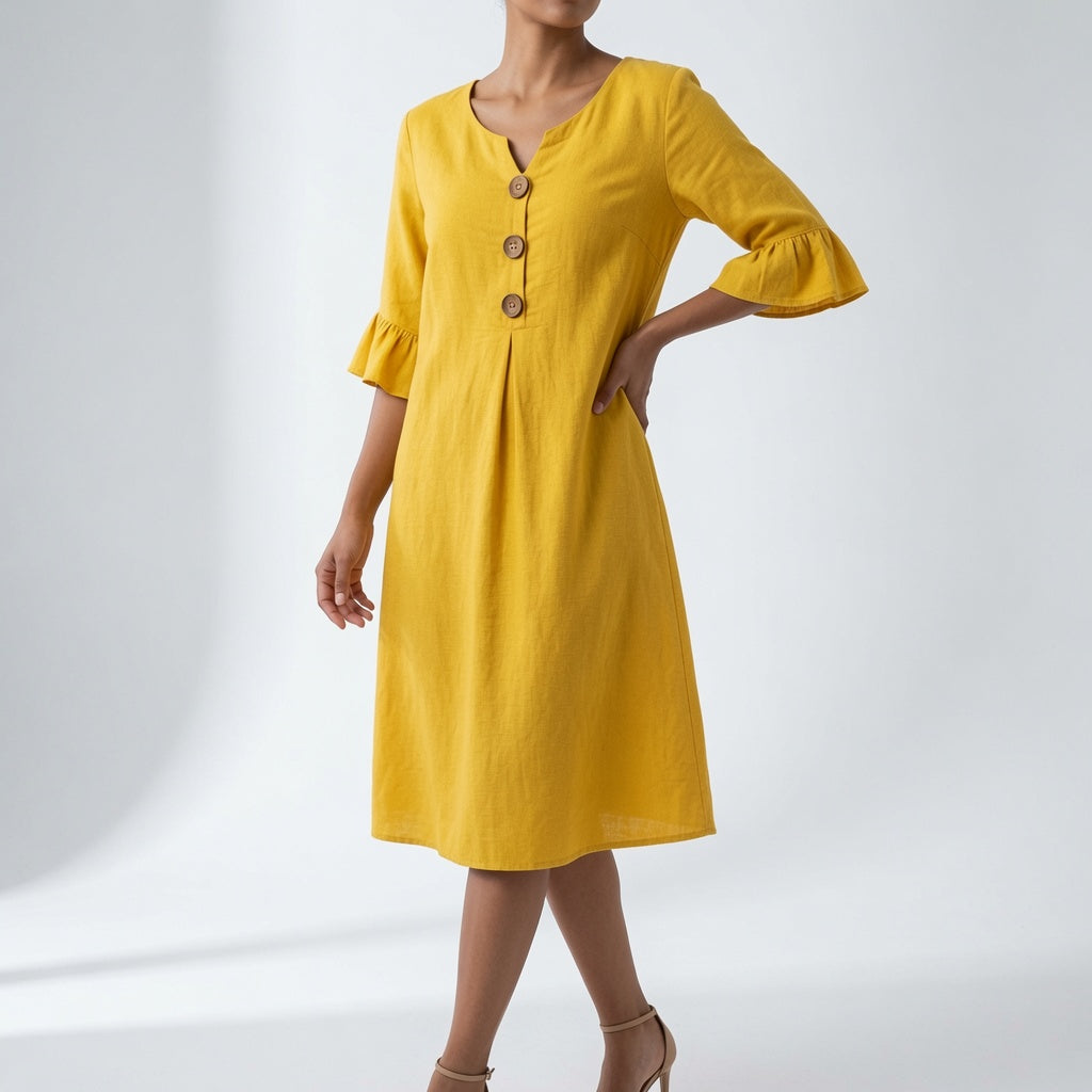 Élorise™ — Robe fluide boutons élégance estivale