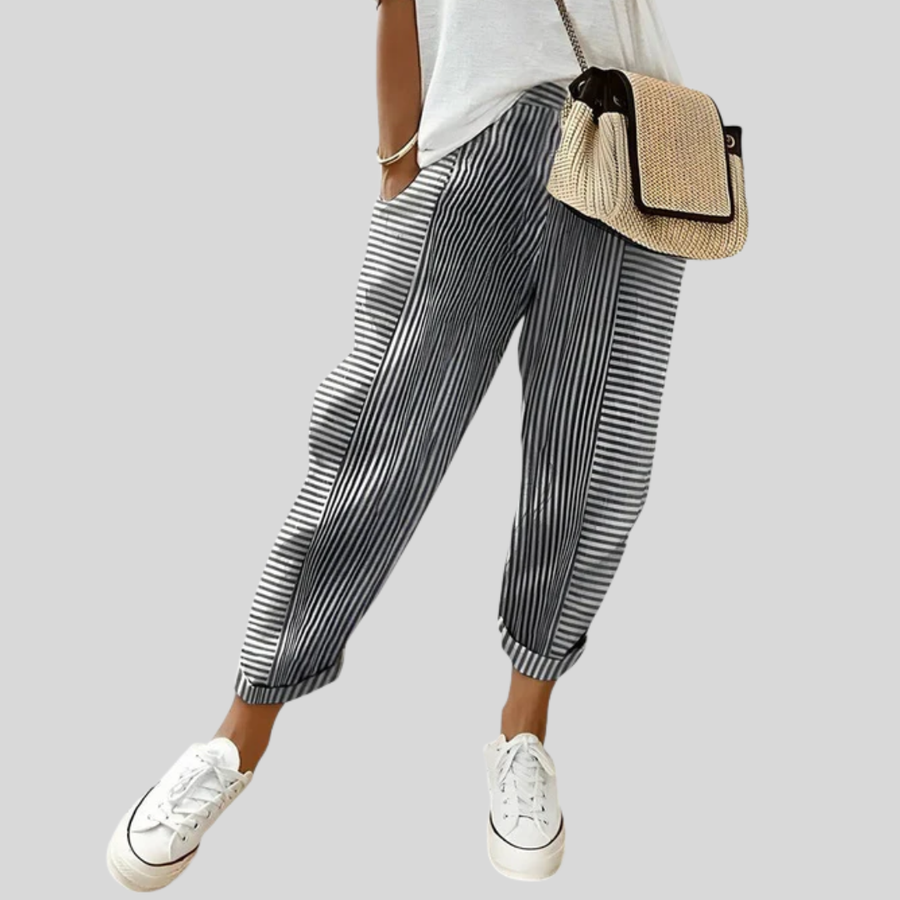 Inès | Pantalon Jogger Rayé Moderne