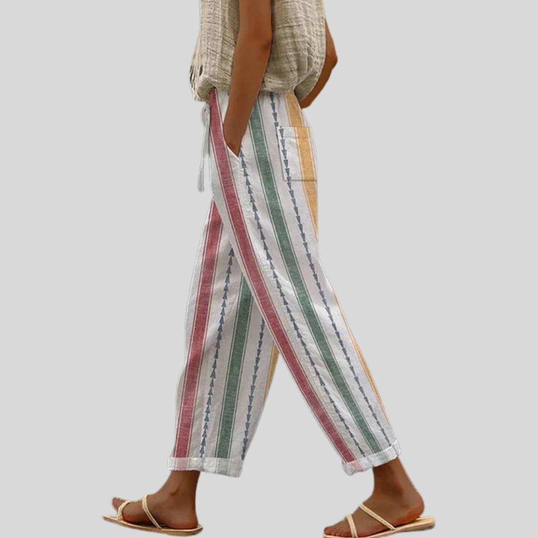 Léonie | Pantalon Rayé Coloré Estival