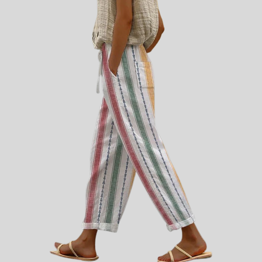 Léonie | Pantalon Rayé Coloré Estival