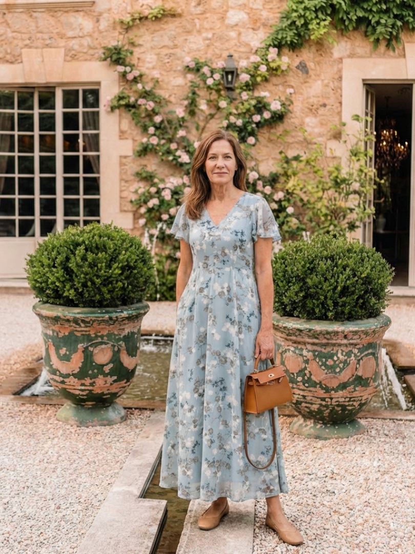 DELACROIX | Robe Maxi en Chiffon Floral Ismeria