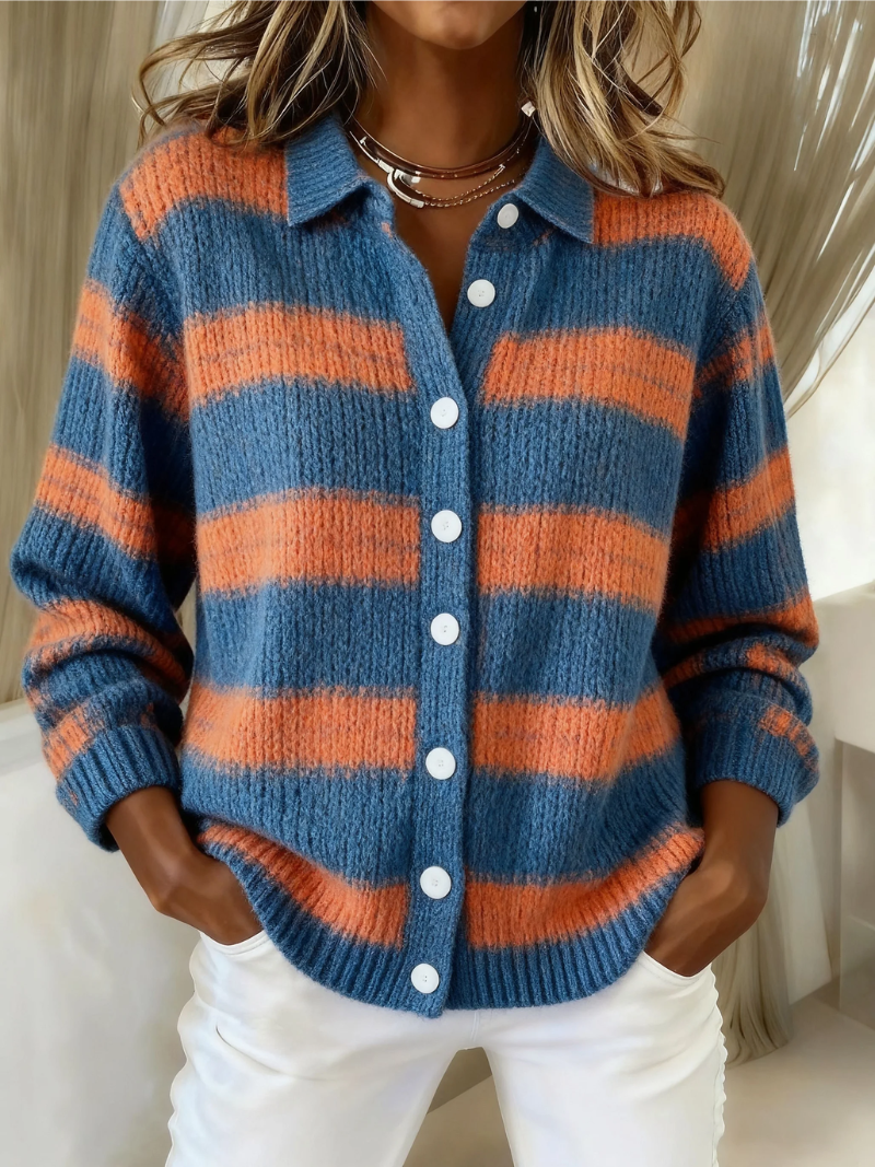 Maison Bellier  | Cardigan Maille Rayures Larges Charlotte