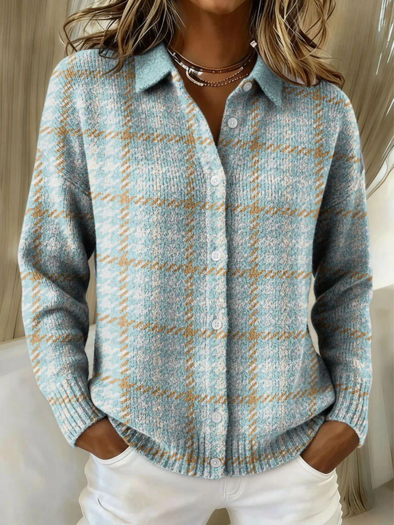 Maison Bellier  | Cardigan Carreaux Bleu Ciel Pauline