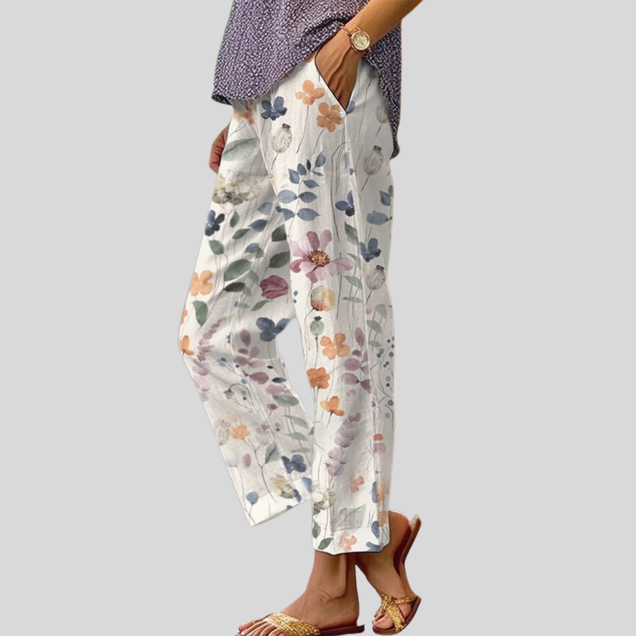 Violette | Pantalon Fleuri Romantique Printanier