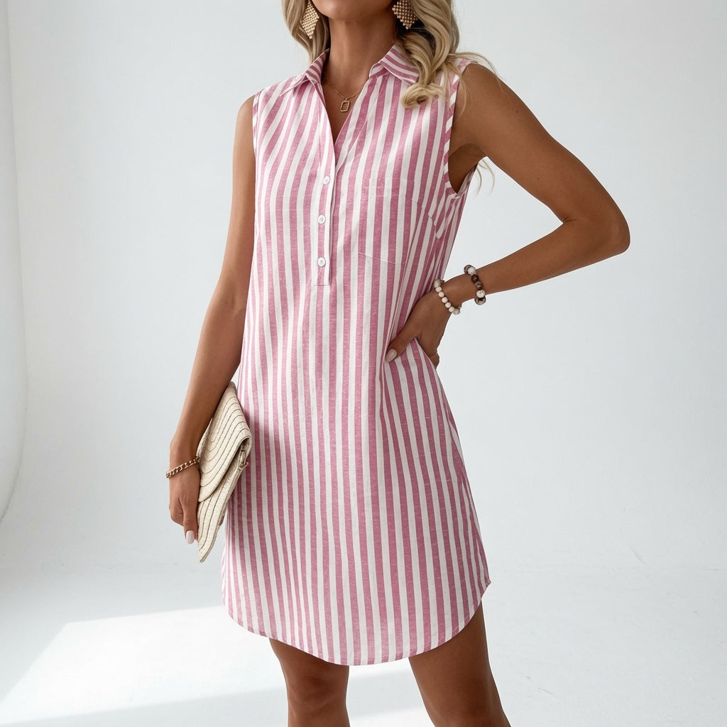 Céloréna™ — Robe chemise rayée élégance estivale
