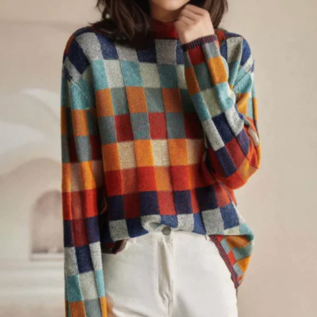 Mathilde | Pull Carreaux Tendance