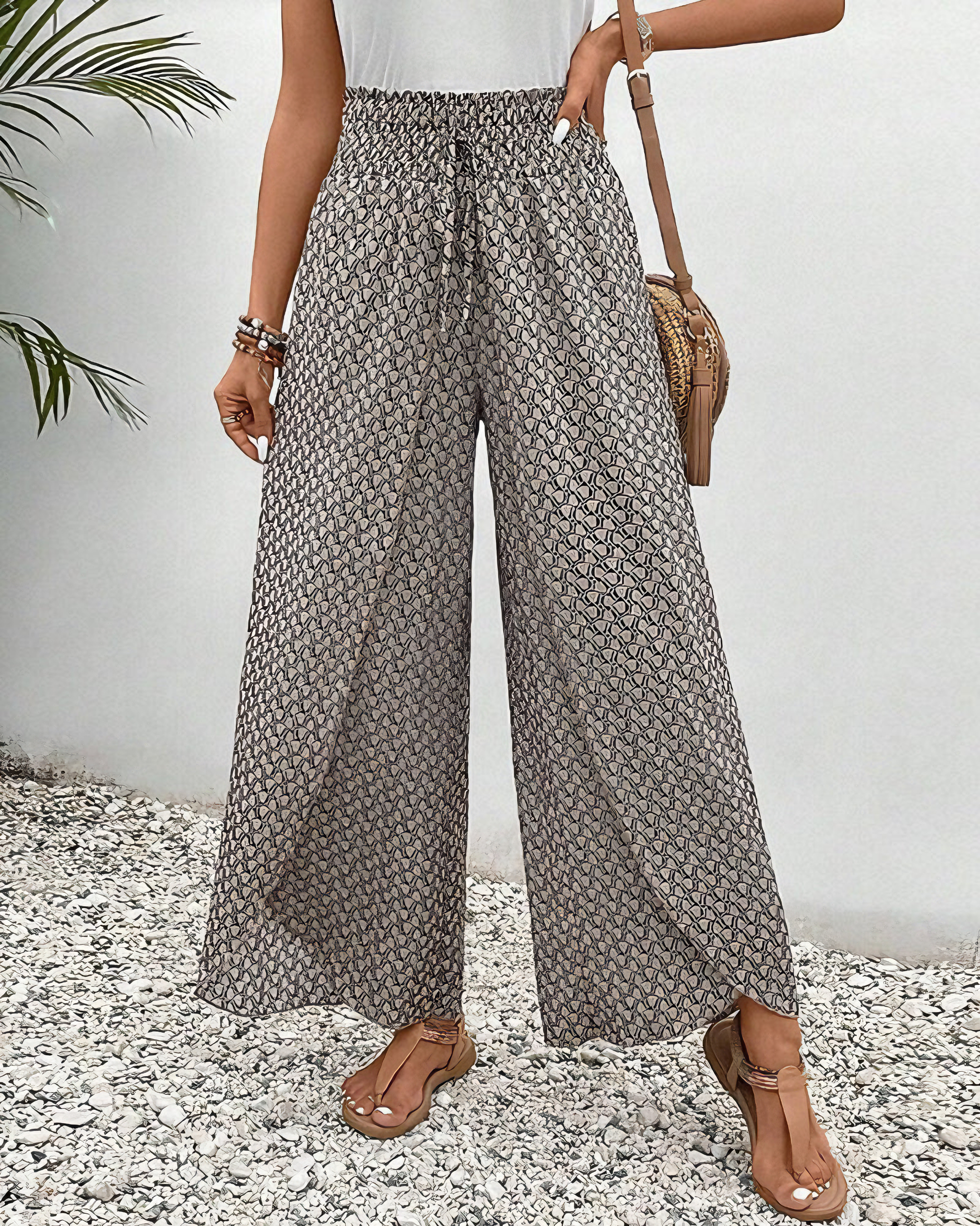 Gabrielle | Pantalon Palazzo Imprimé Élégant
