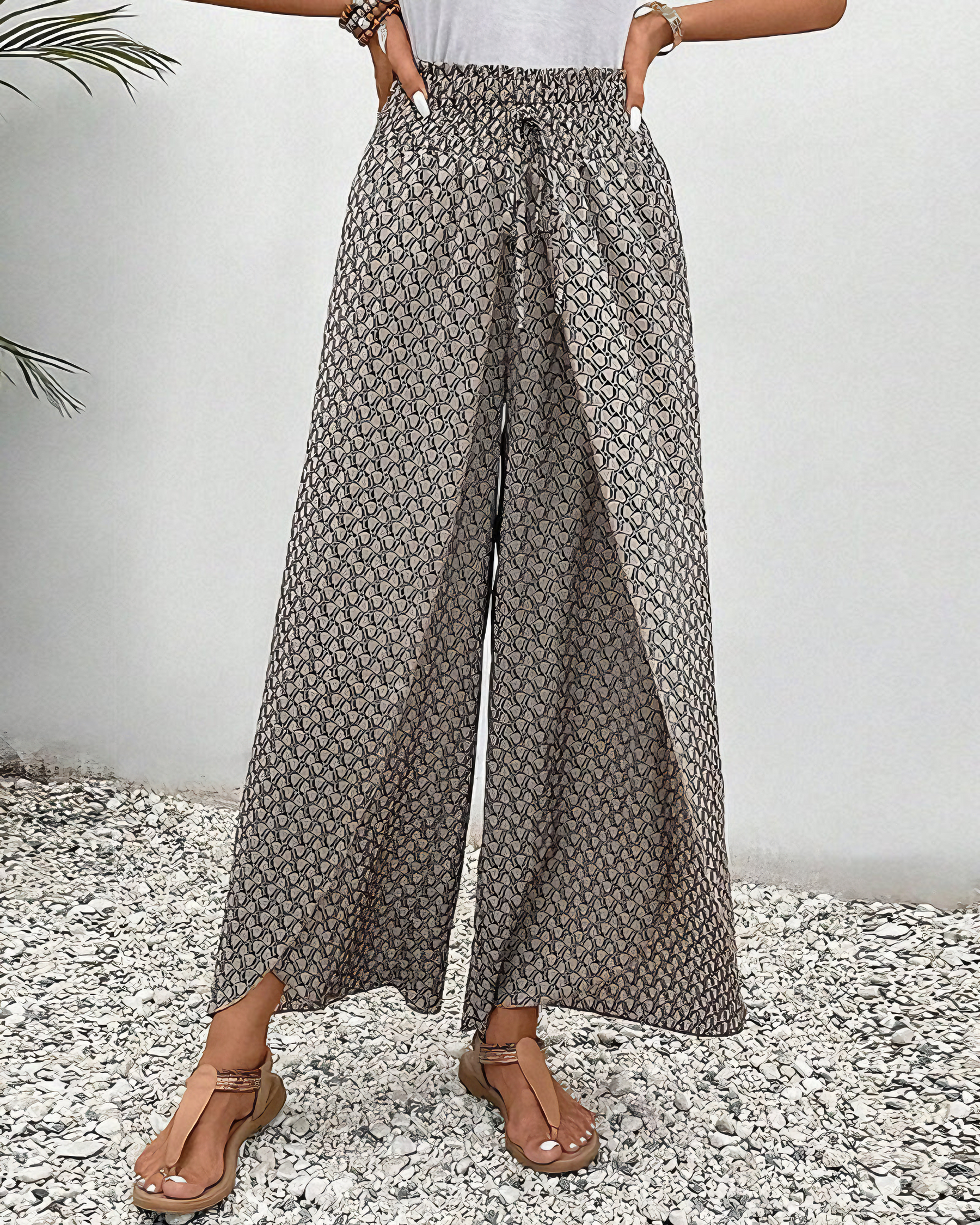 Gabrielle | Pantalon Palazzo Imprimé Élégant