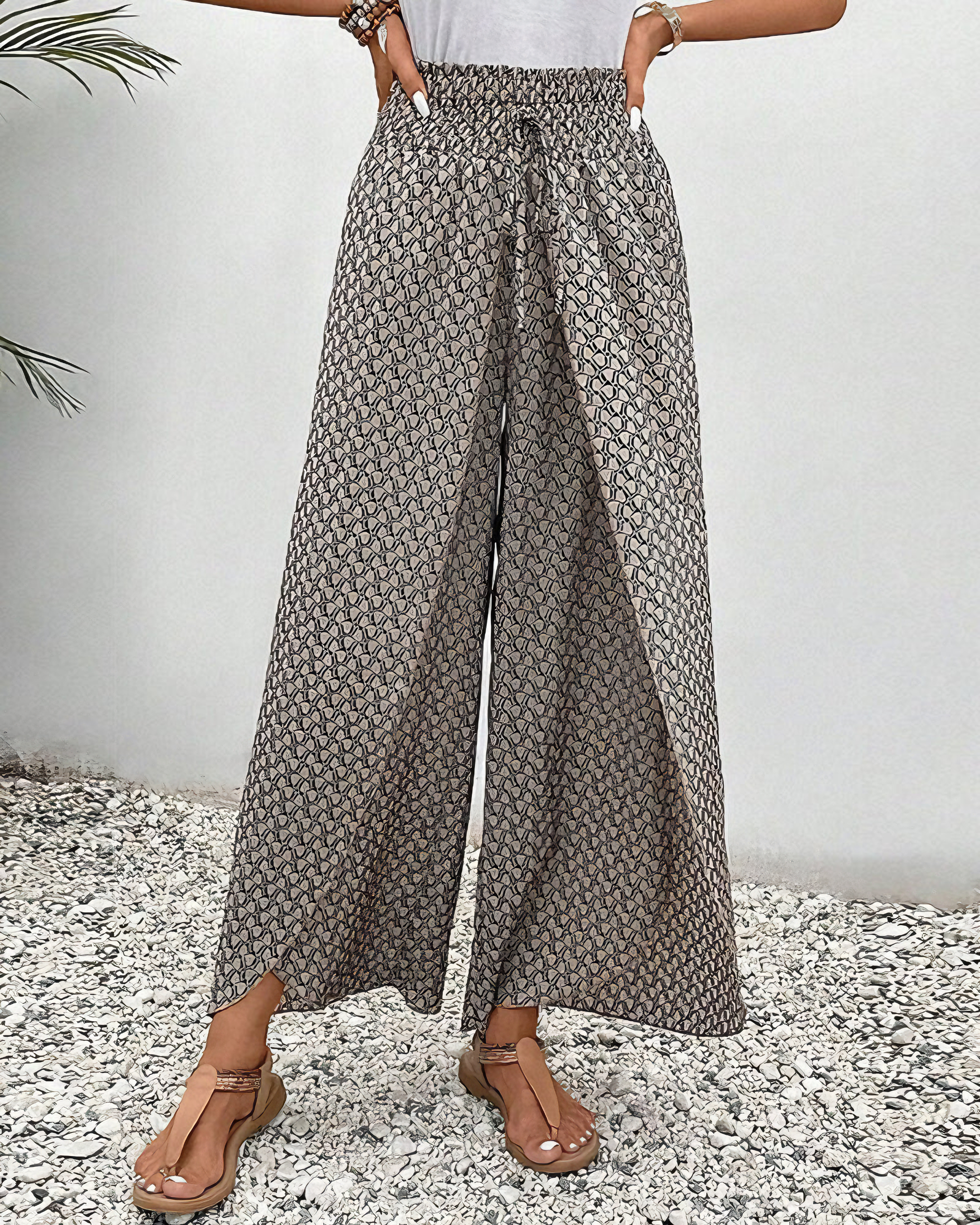 Gabrielle | Pantalon Palazzo Imprimé Élégant