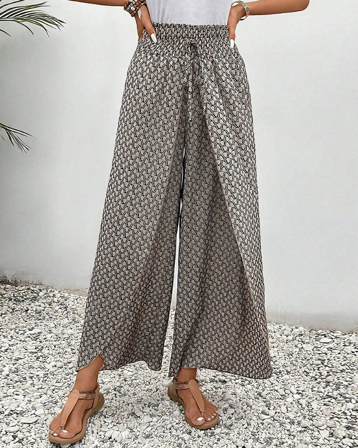 Gabrielle | Pantalon Palazzo Imprimé Élégant