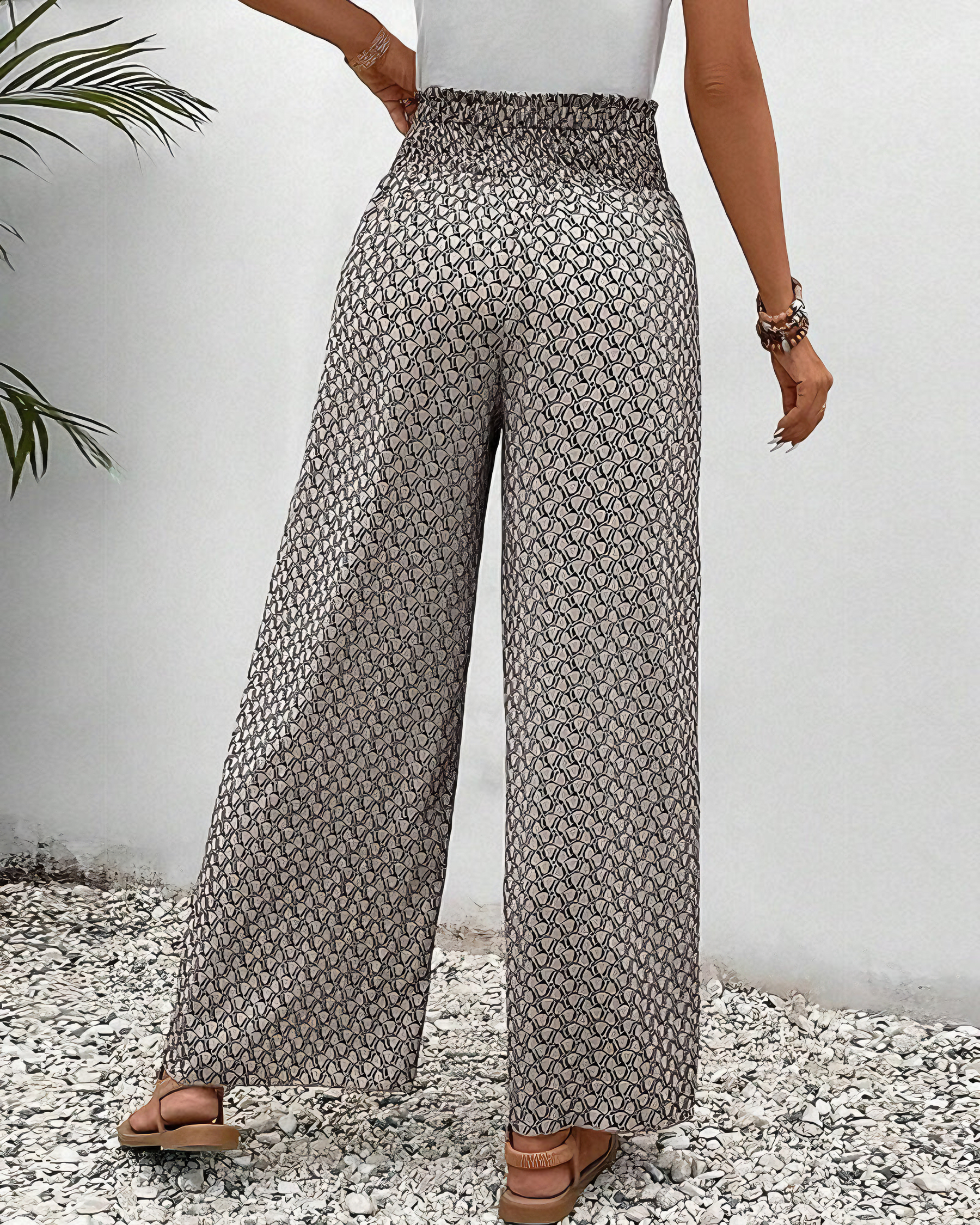 Gabrielle | Pantalon Palazzo Imprimé Élégant