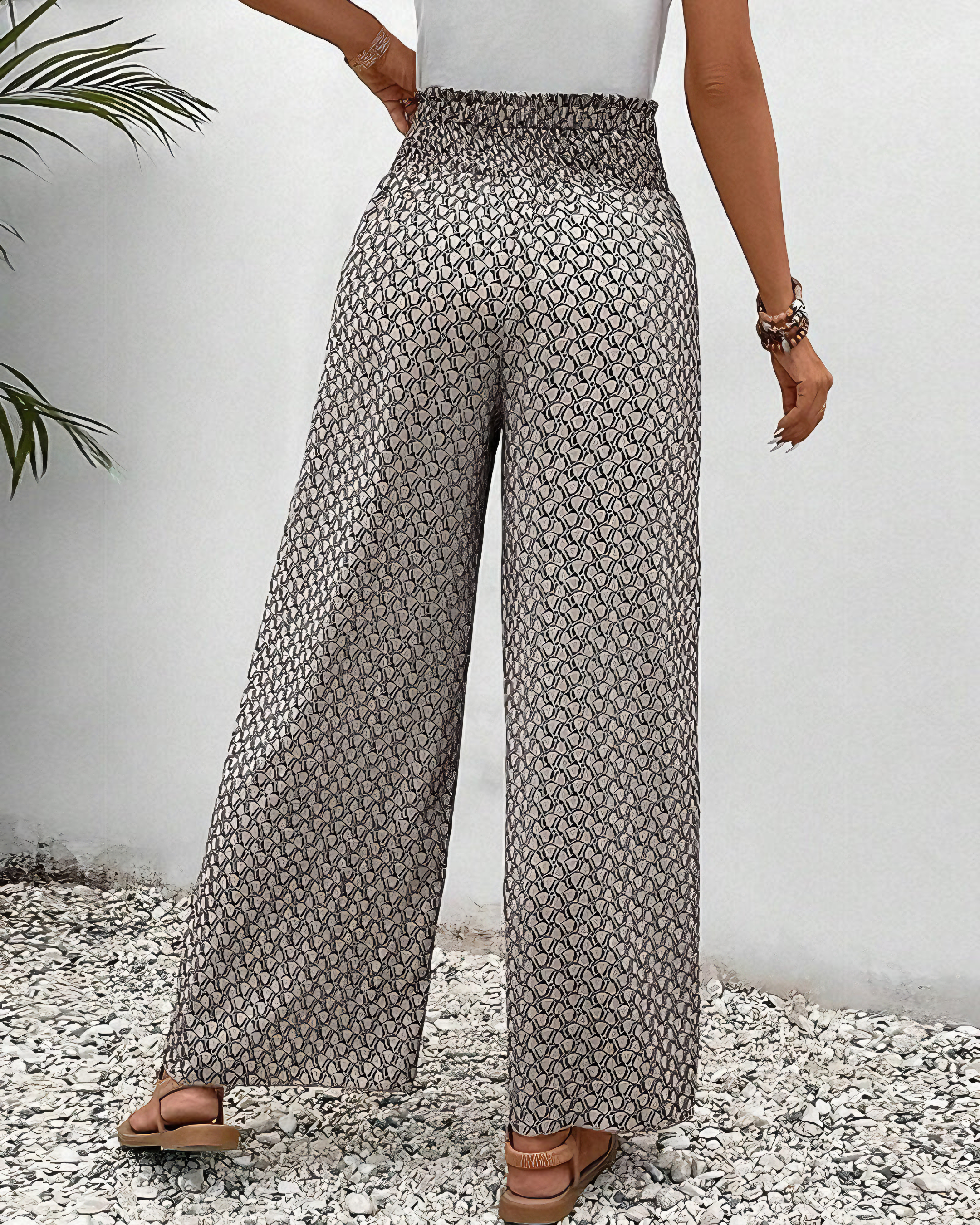 Gabrielle | Pantalon Palazzo Imprimé Élégant