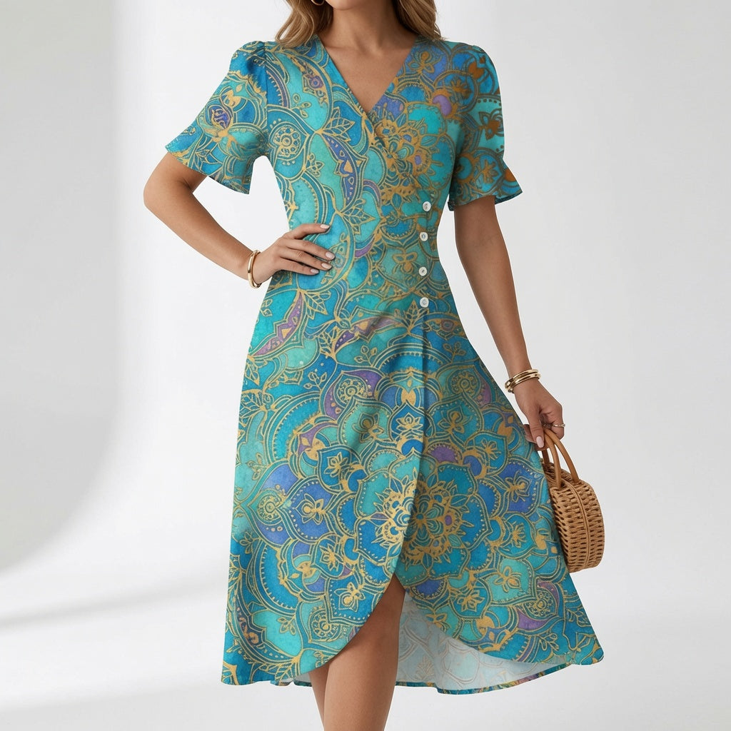 Maësylia™ — Robe portefeuille florale élégance estivale