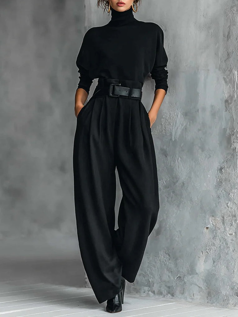 DELACROIX | Ensemble Col Roulé et Pantalon Droit Cyrielle