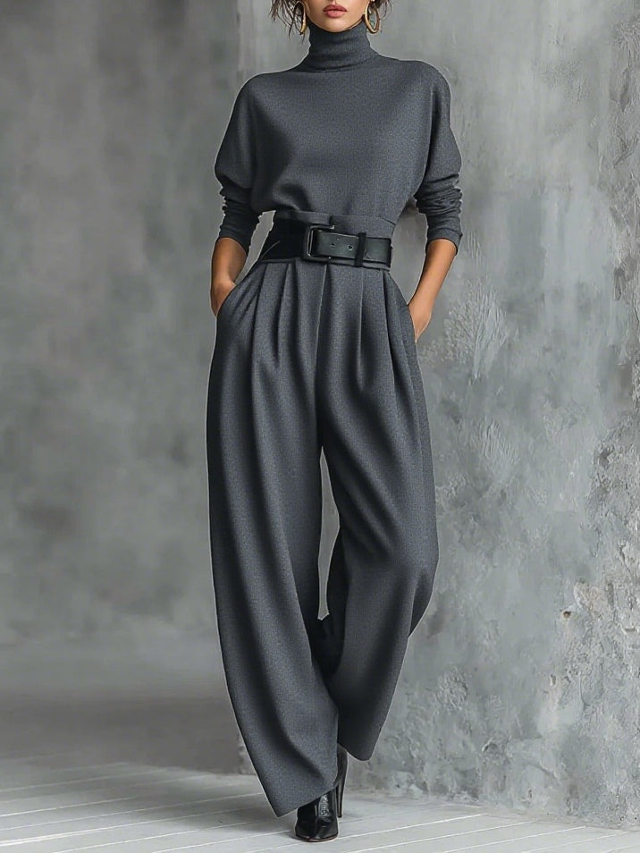 DELACROIX | Ensemble Col Roulé et Pantalon Droit Cyrielle
