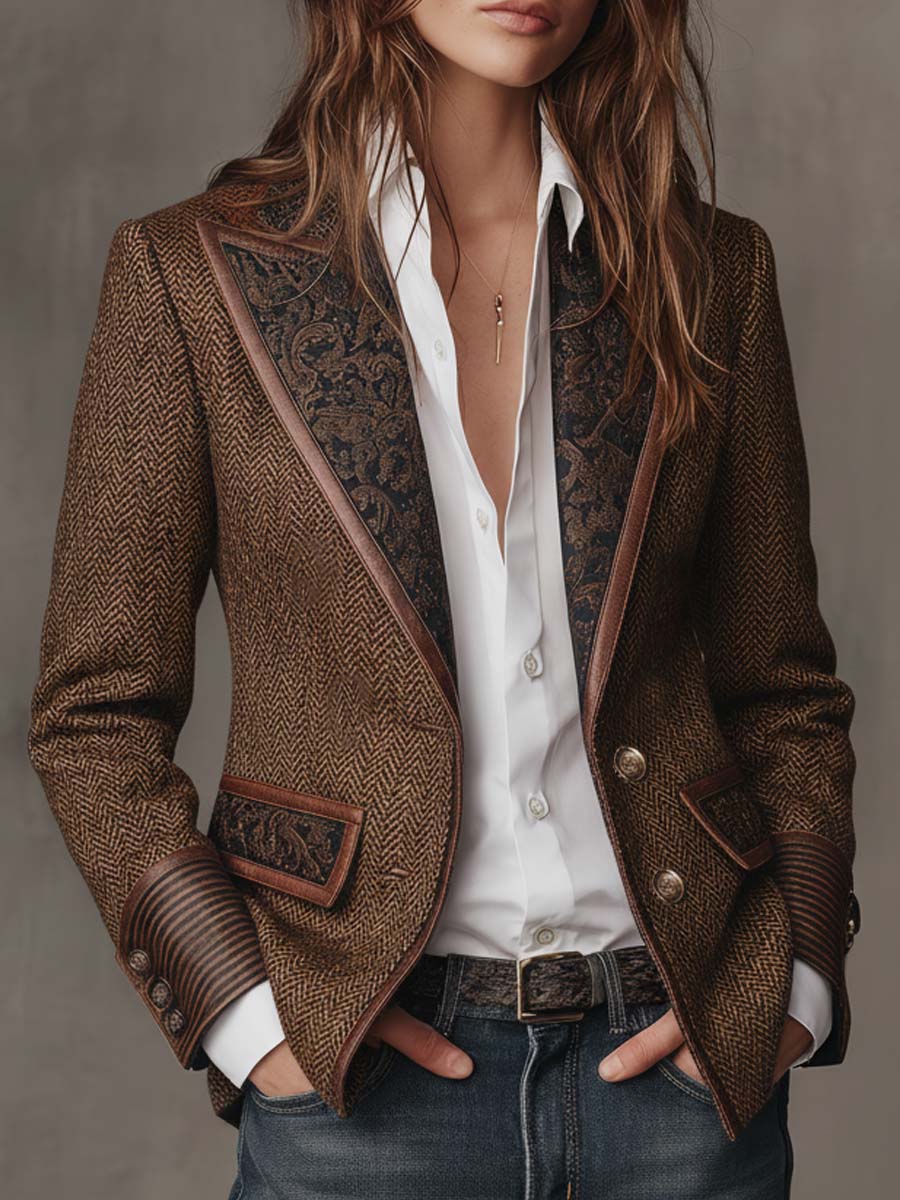 Theodora | Blazer à Empiècement Chevrons