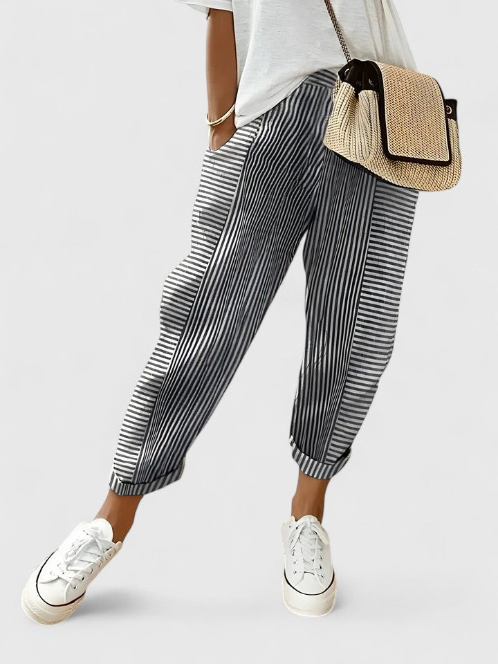 Inès | Pantalon Jogger Rayé Moderne