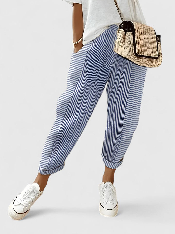 Inès | Pantalon Jogger Rayé Moderne