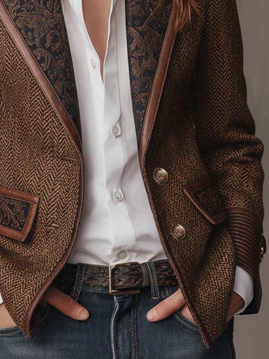 Theodora | Blazer à Empiècement Chevrons