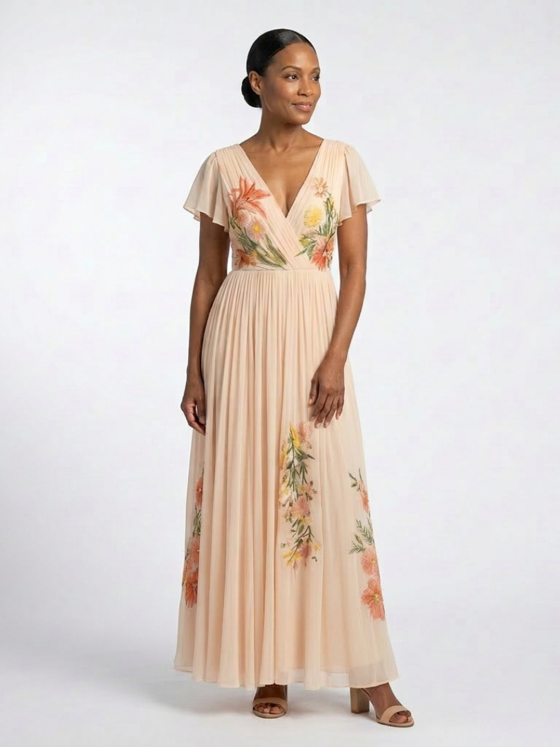 DELACROIX | Robe Maxi Florale Plissée Calista