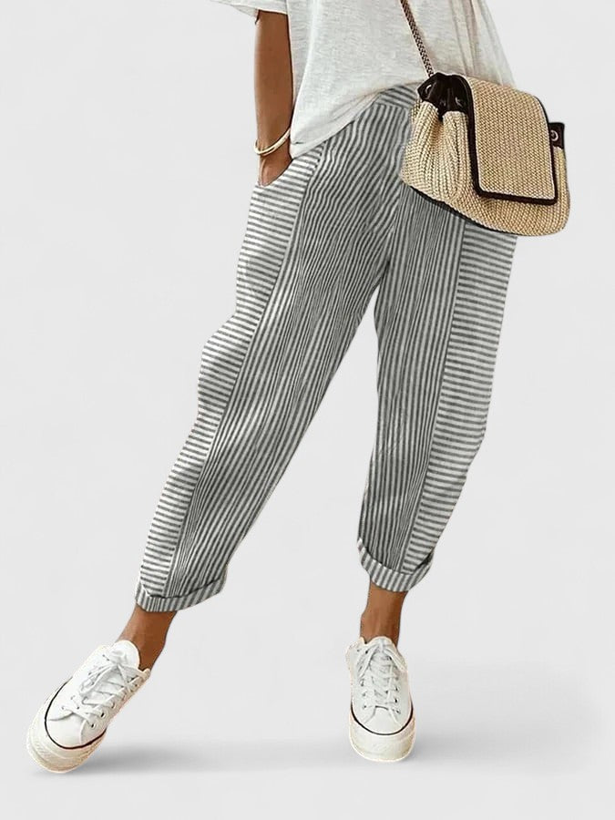 Inès | Pantalon Jogger Rayé Moderne