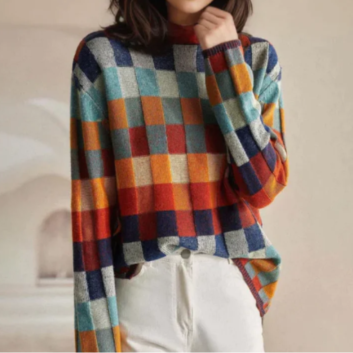 Mathilde | Pull Carreaux Tendance