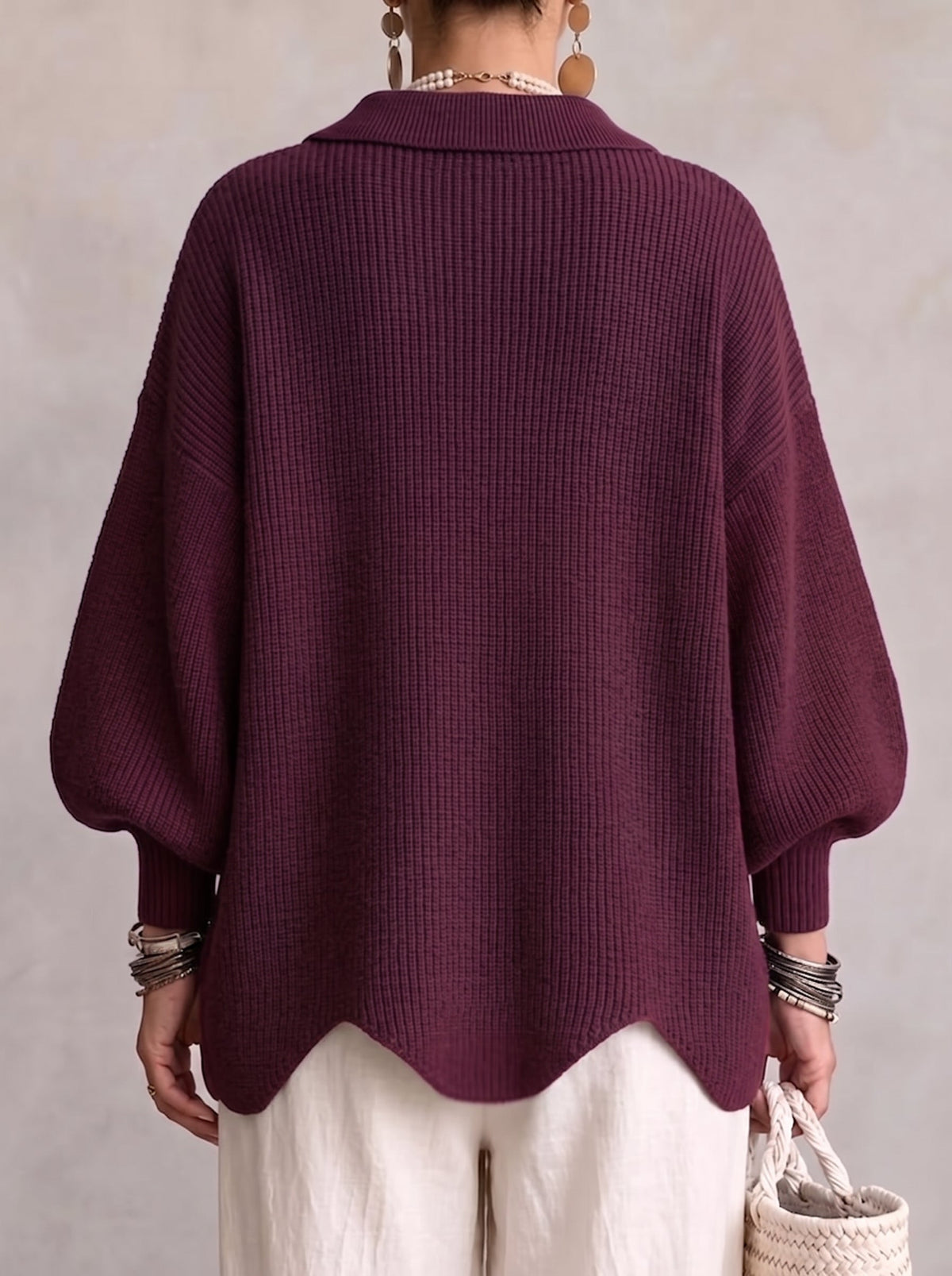 Isadora™ | Cardigan Oversize à Col avec Gros Boutons Métalliques