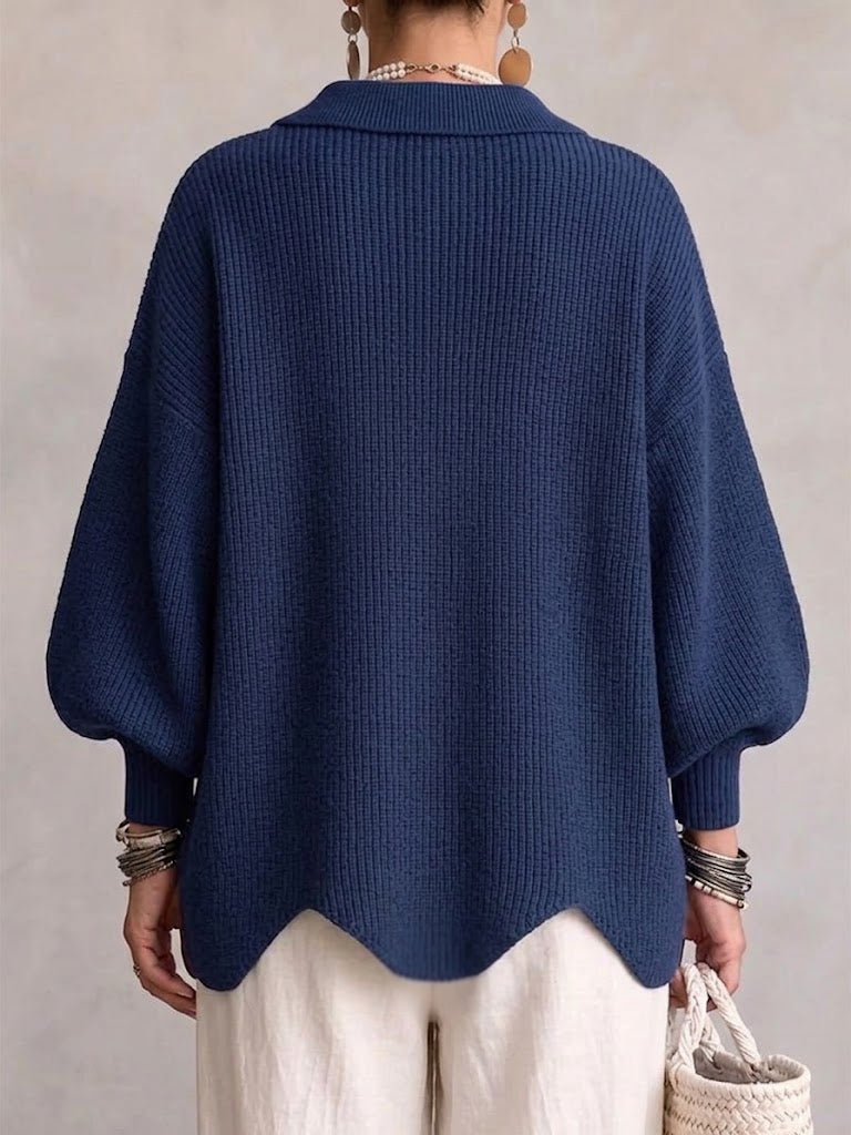 Isadora™ | Cardigan Oversize à Col avec Gros Boutons Métalliques