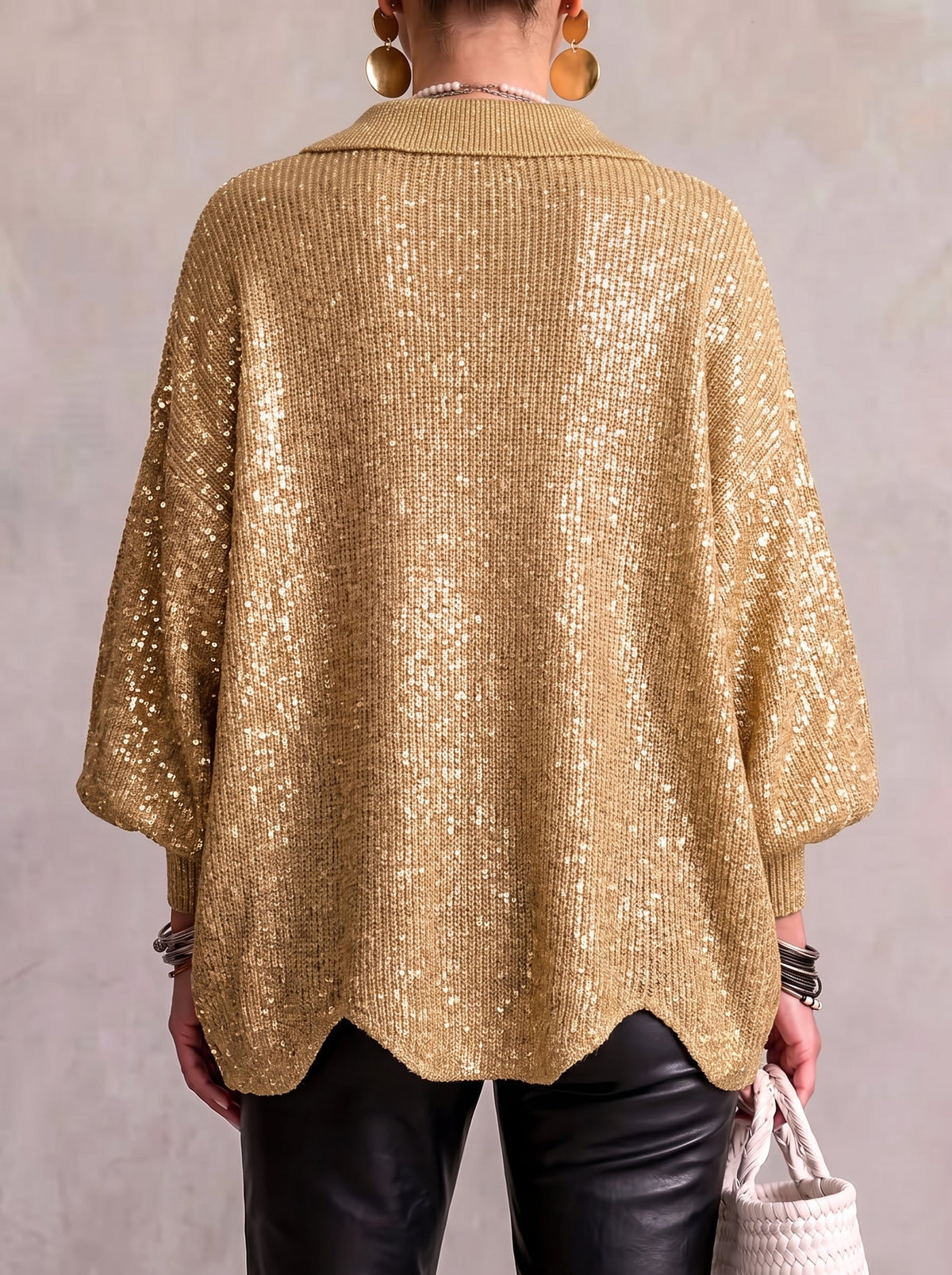 Isadora™ | Cardigan Oversize à Col avec Gros Boutons Métalliques