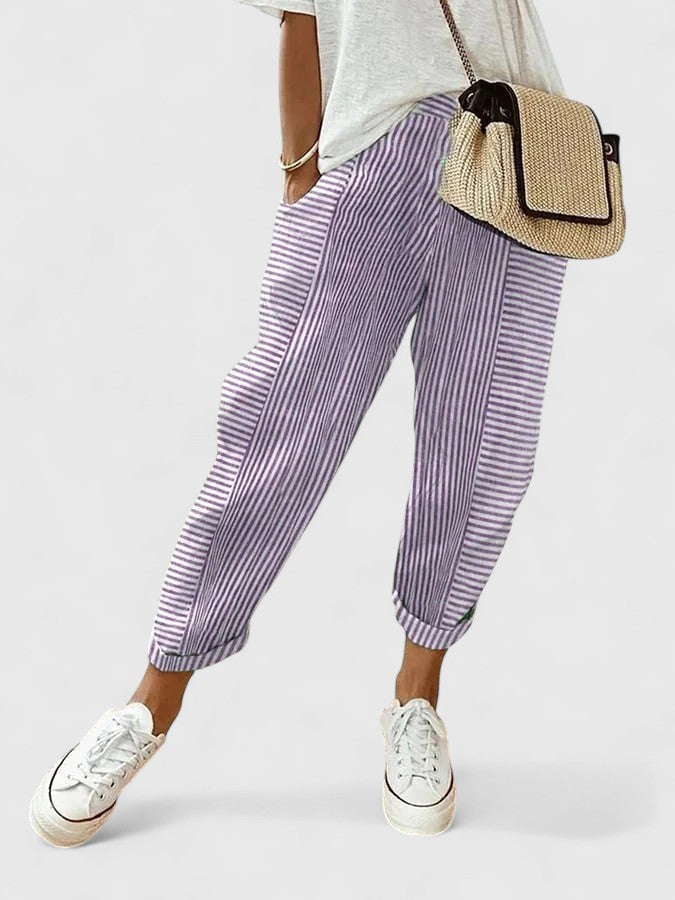 Inès | Pantalon Jogger Rayé Moderne