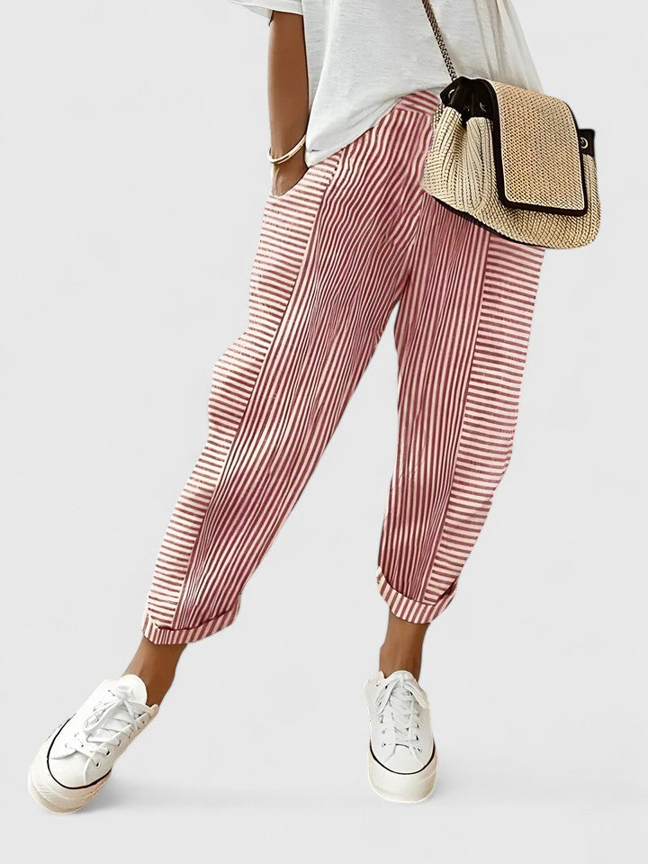 Inès | Pantalon Jogger Rayé Moderne